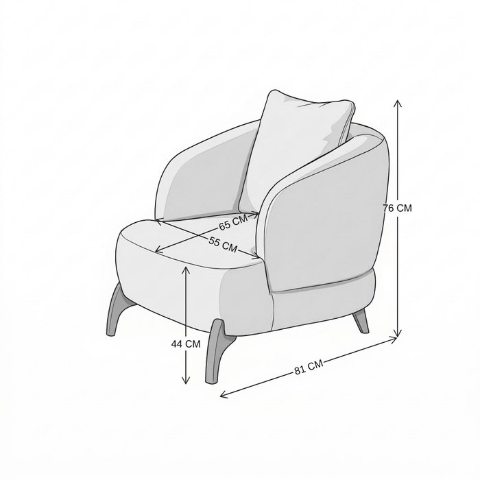 Atelier Del Sofa Wing Chair Bonjo Walnut - Beige Atelier Del Sofa Wing Chair Bonjo Walnut - Beige